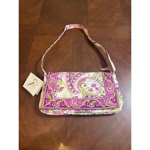 QK Quilted Paisley Shoulder Bag Pink Green Floral Purse Vera Bradley Style